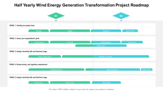 Half Yearly Wind Energy Generation Transformation Project Roadmap Icons