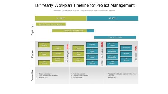 Half Yearly Workplan Timeline For Project Management Portrait