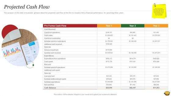 Hamburger Commerce Company Analysis Projected Cash Flow Mockup PDF