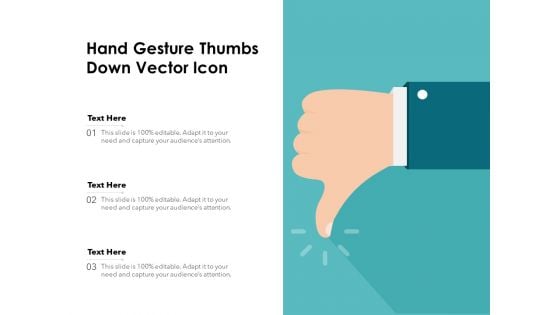 Hand Gesture Thumbs Down Vector Icon Ppt PowerPoint Presentation File Topics PDF