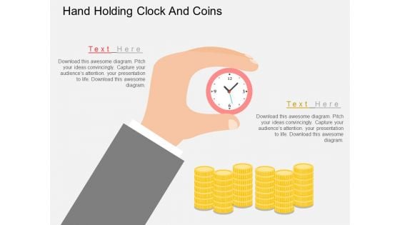 Hand Holding Clock And Coins Powerpoint Template