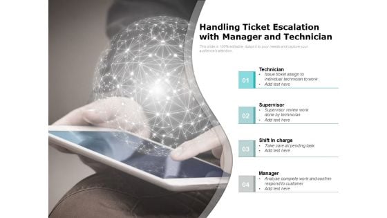 Handling Ticket Escalation With Manager And Technician Ppt PowerPoint Presentation Icon Professional PDF