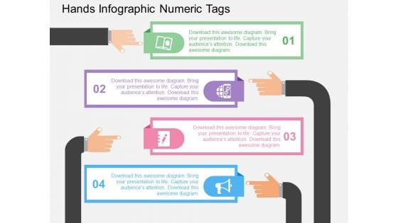 Hands Infographic Numeric Tags Powerpoint Templates