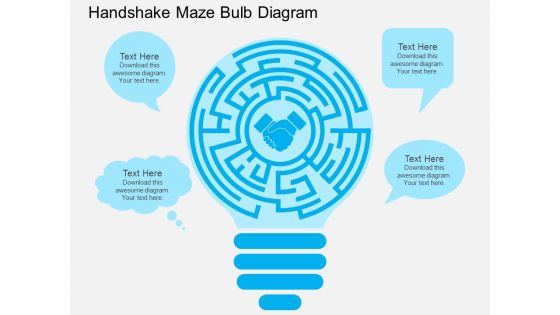 Handshake Maze Bulb Diagram Powerpoint Template