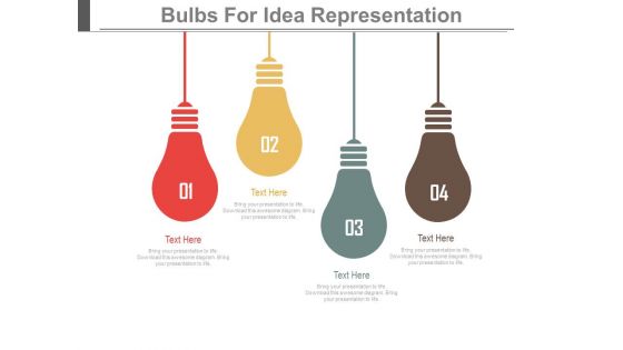 Hanging Bulbs For Business Ideas Powerpoint Slides