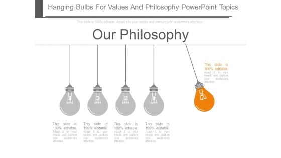 Hanging Bulbs For Values And Philosophy Powerpoint Topics