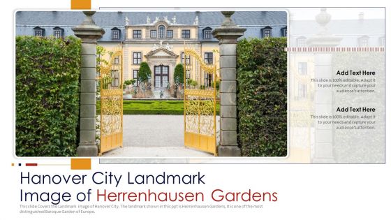 Hanover City Landmark Image Of Herrenhausen Gardens PowerPoint Presentation PPT Template PDF