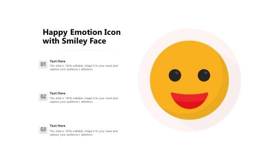 Happy Emotion Icon With Smiley Face Ppt PowerPoint Presentation File Design Inspiration PDF