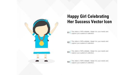 Happy Girl Celebrating Her Success Vector Icon Ppt PowerPoint Presentation Gallery Design Inspiration PDF