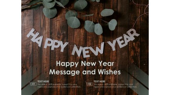 Happy New Year Message And Wishes Ppt PowerPoint Presentation Gallery Brochure PDF