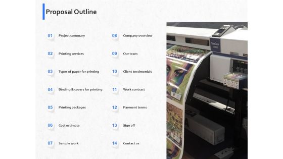 Hardbound Printing Proposal Outline Ppt Model Templates PDF