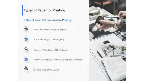 Hardbound Printing Types Of Paper For Printing Ppt Infographics Graphics Template PDF