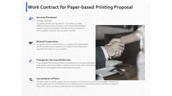 Hardbound Printing Work Contract For Paper Based Printing Proposal Ppt Model Example Topics PDF