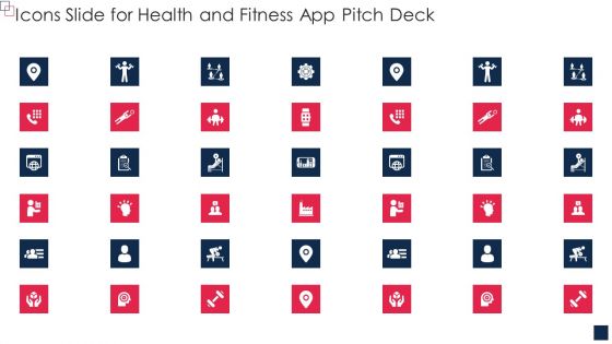 Health And Fitness App Pitch Deck Icons Slide For Health And Fitness App Pitch Deck Topics PDF