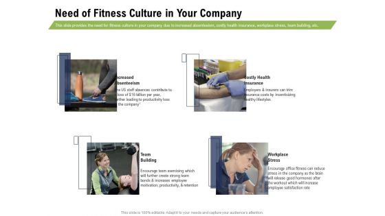 Health And Fitness Consultant Need Of Fitness Culture In Your Company Graphics PDF