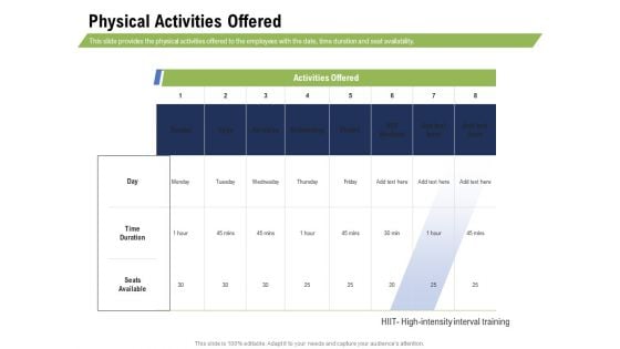 Health And Fitness Consultant Physical Activities Offered Diagrams PDF