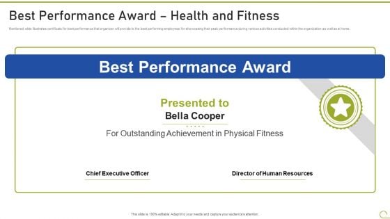 Health And Fitness Playbook Best Performance Award Health And Fitness Mockup PDF