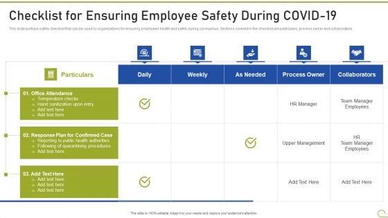 Health And Fitness Playbook Checklist For Ensuring Employee Safety During Covid 19 Download PDF Health And Fitness Playbook Checklist For Ensuring Employee Safety During Covid 19 Download PDF