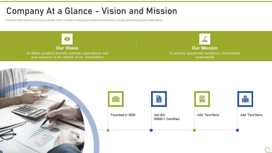 Health And Fitness Playbook Company At A Glance Vision And Mission Diagrams PDF