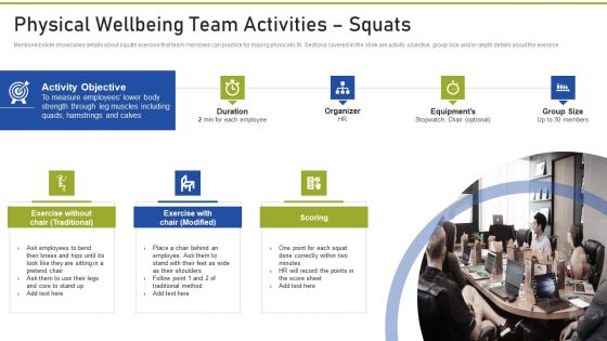 Health And Fitness Playbook Physical Wellbeing Team Activities Squats Guidelines PDF