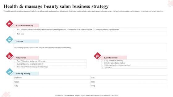 Health And Massage Beauty Salon Business Strategy Ppt Professional Gridlines PDF