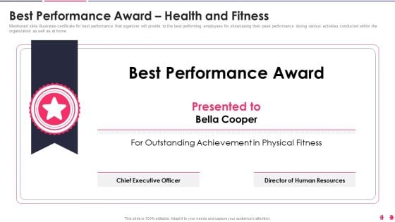 Health And Wellbeing Playbook Best Performance Award Health And Fitness Inspiration PDF