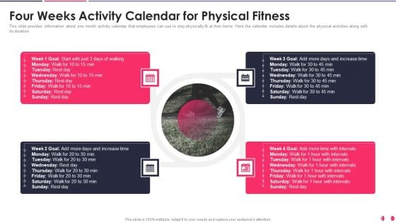 Health And Wellbeing Playbook Four Weeks Activity Calendar For Physical Fitness Diagrams PDF