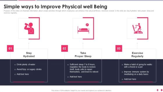 Health And Wellbeing Playbook Simple Ways To Improve Physical Well Being Formats PDF