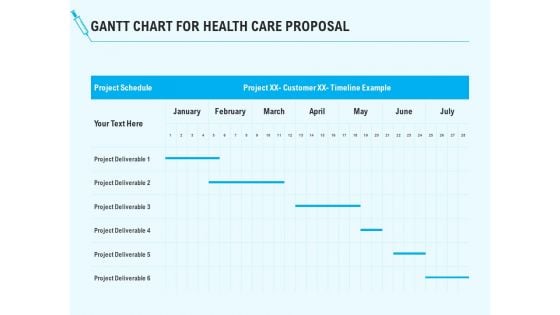 Health Care Gantt Chart For Health Care Proposal Ppt Infographic Template Topics PDF