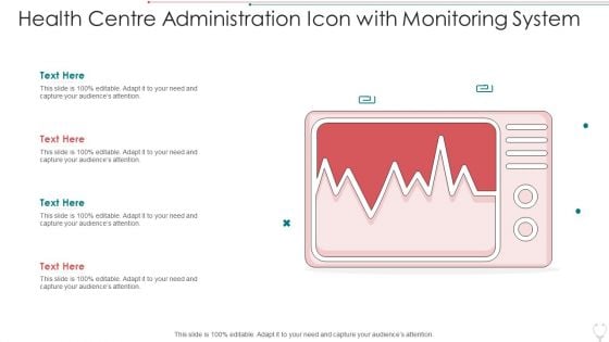 Health Centre Administration Icon With Monitoring System Brochure PDF