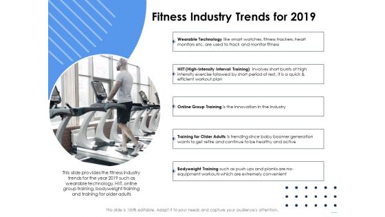 Health Fitness Industry Trends For 2019 Ppt Summary Smartart PDF