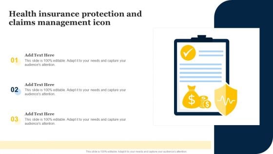 Health Insurance Protection And Claims Management Icon Graphics PDF