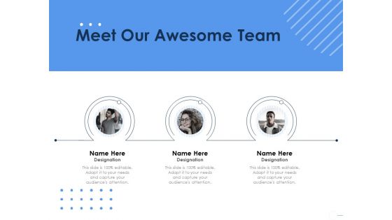 Health Meet Our Awesome Team Ppt Model Show PDF