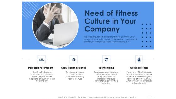 Health Need Of Fitness Culture In Your Company Ppt Infographic Template Shapes PDF