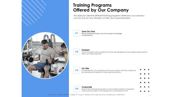 Health Training Programs Offered By Our Company Ppt Icon Show PDF