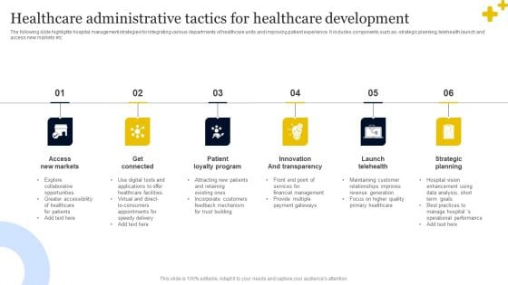 Healthcare Administrative Tactics For Healthcare Development Structure PDF