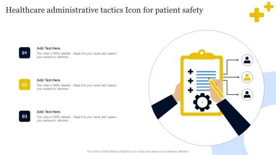 Healthcare Administrative Tactics Icon For Patient Safety Introduction PDF