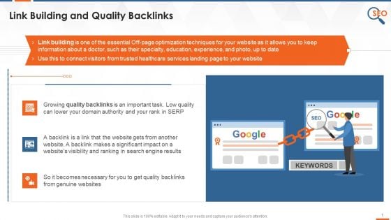 Healthcare Company SEO Approach Link Building Training Ppt