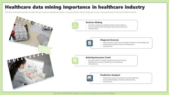 Healthcare Data Mining Importance In Healthcare Industry Ppt PowerPoint Presentation Portfolio Mockup PDF Healthcare Data Mining Importance In Healthcare Industry Ppt PowerPoint Presentation Portfolio Mockup PDF