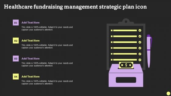 Healthcare Fundraising Management Strategic Plan Icon Portrait PDF