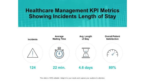 Healthcare Management Kpi Metrics Showing Incidents Length Of Stay Ppt PowerPoint Presentation Summary Background Images