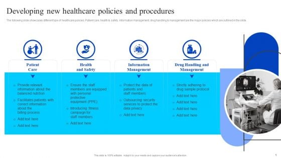 Healthcare Management Overview Trends Stats And Operational Areas Developing New Healthcare Policies And Procedures Background PDF