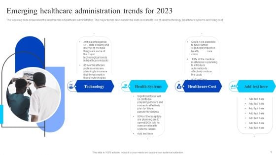 Healthcare Management Overview Trends Stats And Operational Areas Emerging Healthcare Administration Trends For 2023 Formats PDF