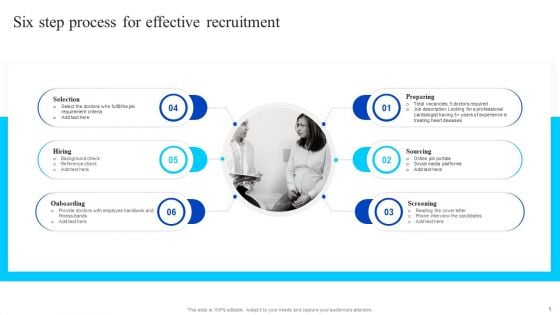 Healthcare Management Overview Trends Stats And Operational Areas Six Step Process For Effective Recruitment Elements PDF