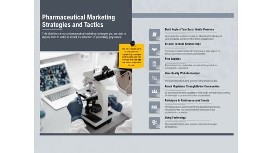 Healthcare Merchandising Pharmaceutical Marketing Strategies And Tactics Slides PDF