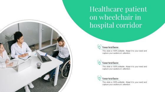 Healthcare Patient On Wheelchair In Hospital Corridor Slides PDF