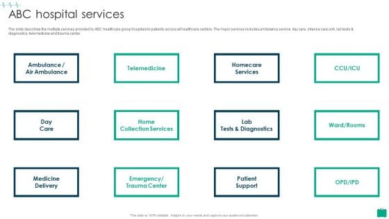 Healthcare Services Company Profile ABC Hospital Services Diagrams PDF Healthcare Services Company Profile ABC Hospital Services Diagrams PDF