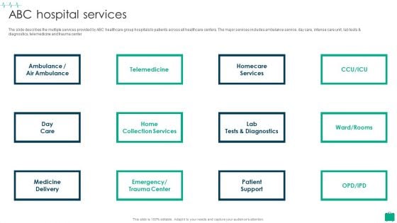 Healthcare Services Company Profile ABC Hospital Services Diagrams PDF