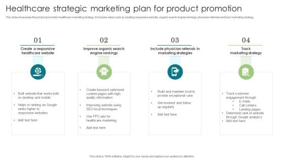 Healthcare Strategic Marketing Plan For Product Promotion Mockup PDF