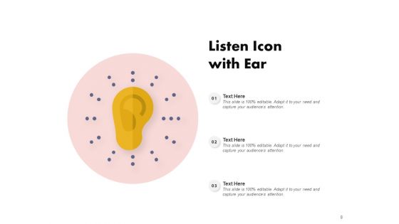 Hearing Icon Customer Care Hearing Conversation Complaint Icon Ppt PowerPoint Presentation Complete Deck